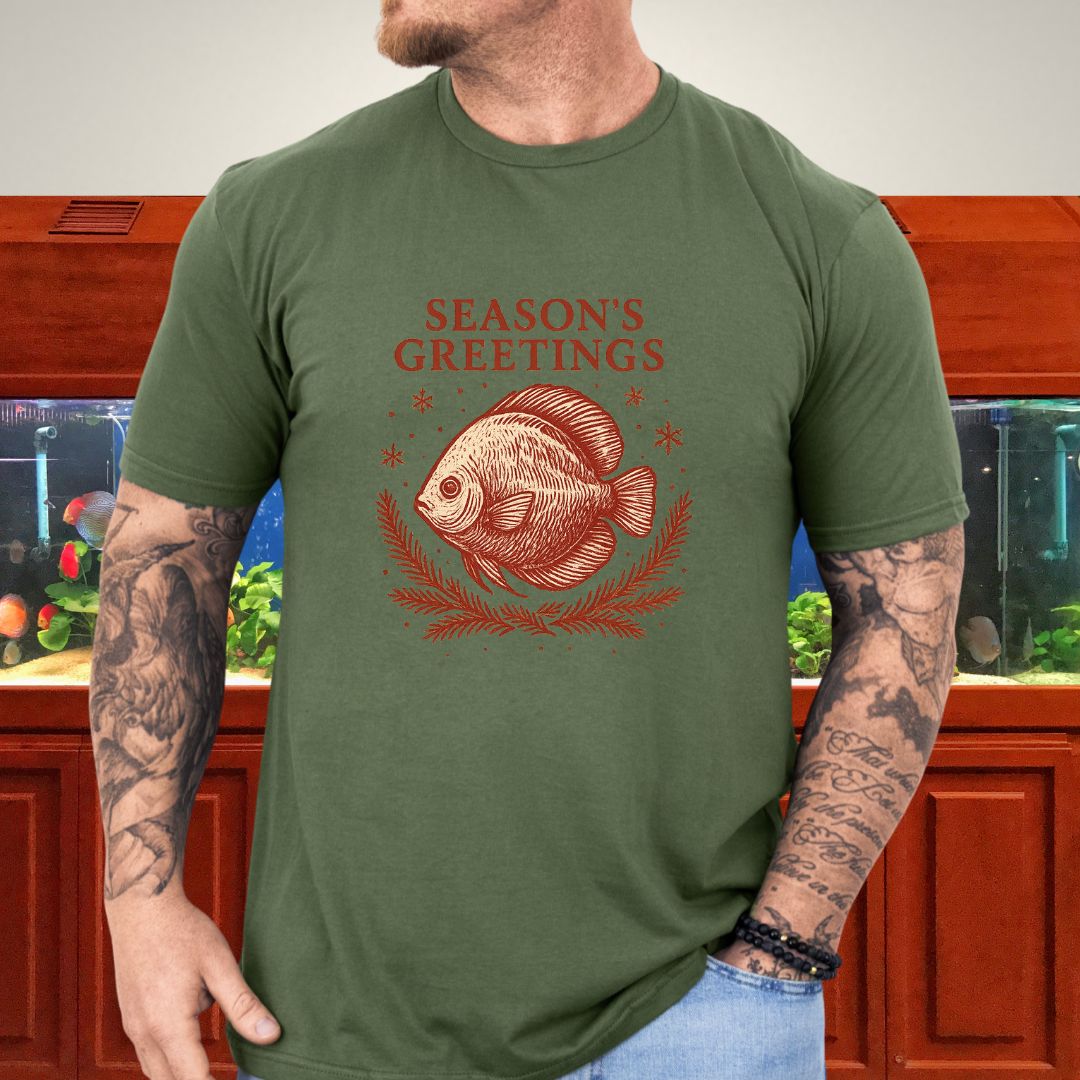 Elegant Holiday Discus Tee – Hand-Sketched Snowflake Design-T-Shirt-Fish &amp; Friends Tees