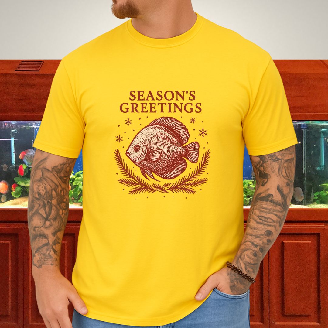 Elegant Holiday Discus Tee – Hand-Sketched Snowflake Design-T-Shirt-Fish &amp; Friends Tees