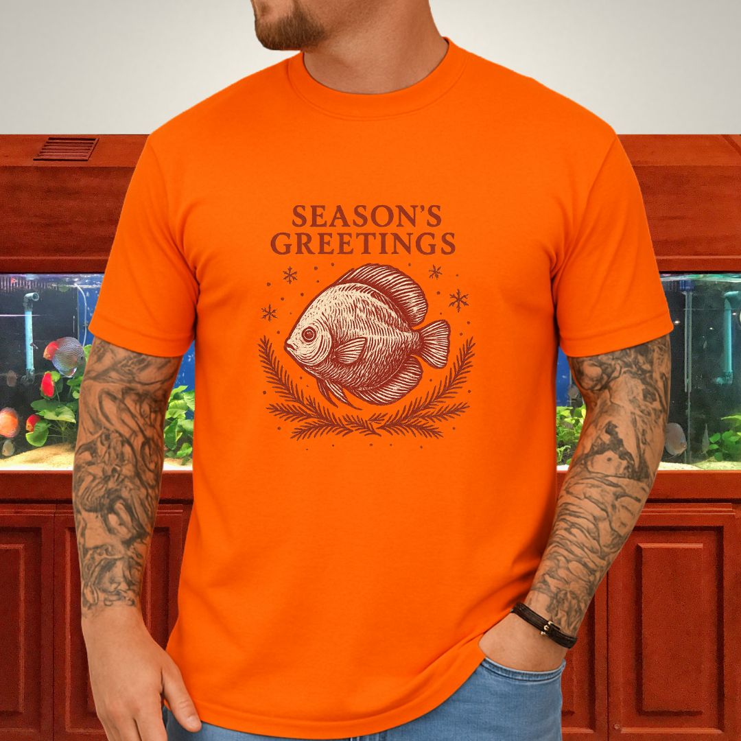 Elegant Holiday Discus Tee – Hand-Sketched Snowflake Design-T-Shirt-Fish &amp; Friends Tees