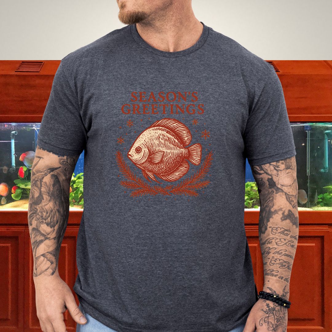 Elegant Holiday Discus Tee – Hand-Sketched Snowflake Design-T-Shirt-Fish &amp; Friends Tees