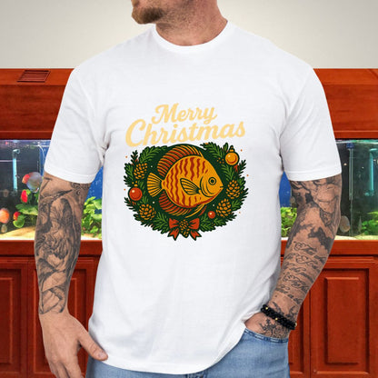 Retro Discus Christmas Wreath Tee – Vintage Holiday Design-T-Shirt-Fish &amp; Friends Tees