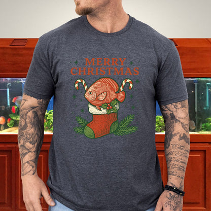 Christmas Stocking Discus Tee – Hand-Sketched Holiday Card Style-T-Shirt-Fish &amp; Friends Tees