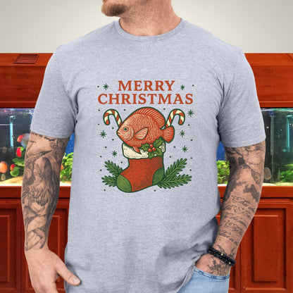 Christmas Stocking Discus Tee – Hand-Sketched Holiday Card Style-T-Shirt-Fish &amp; Friends Tees