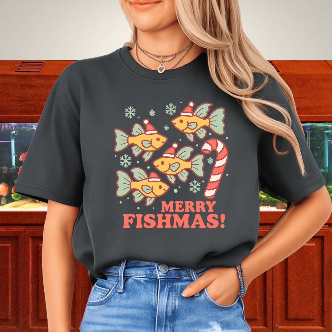 Merry Fishmas Guppy Tee – Retro Kawaii Holiday Shirt