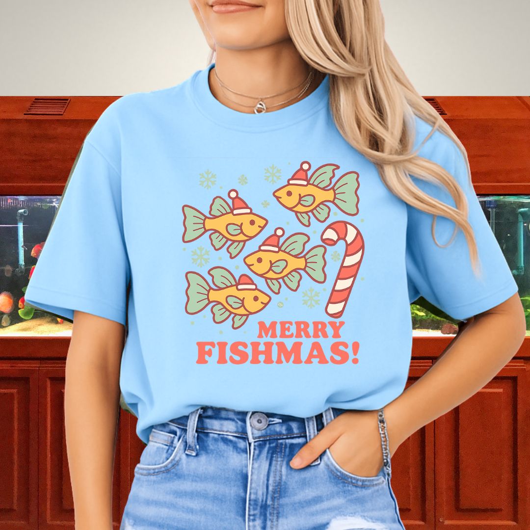 Merry Fishmas Guppy Tee – Retro Kawaii Holiday Shirt