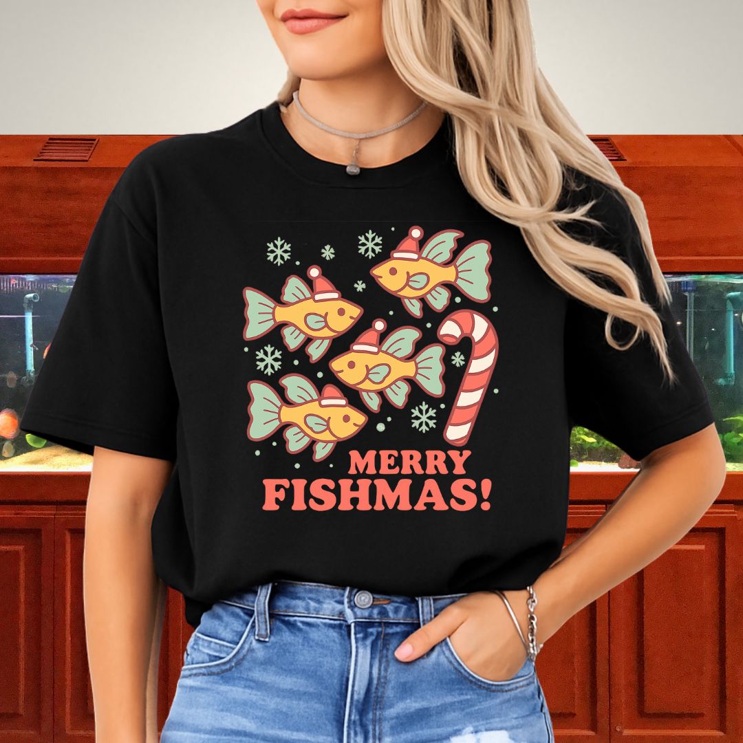 Merry Fishmas Guppy Tee – Retro Kawaii Holiday Shirt
