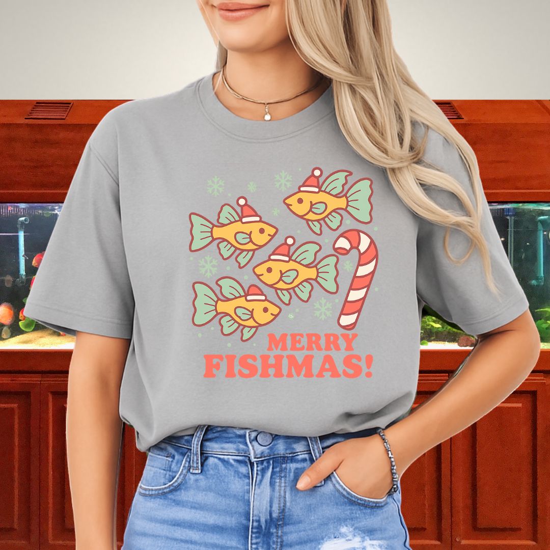 Merry Fishmas Guppy Tee – Retro Kawaii Holiday Shirt