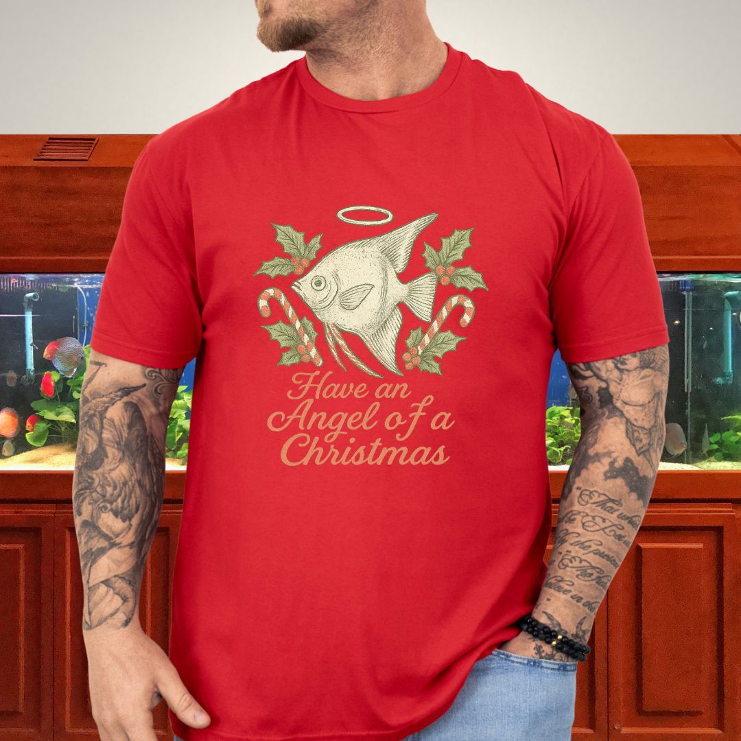 Angel Fish Christmas Tee – Hand-Sketched Holiday Design-T-Shirt-Fish &amp; Friends Tees