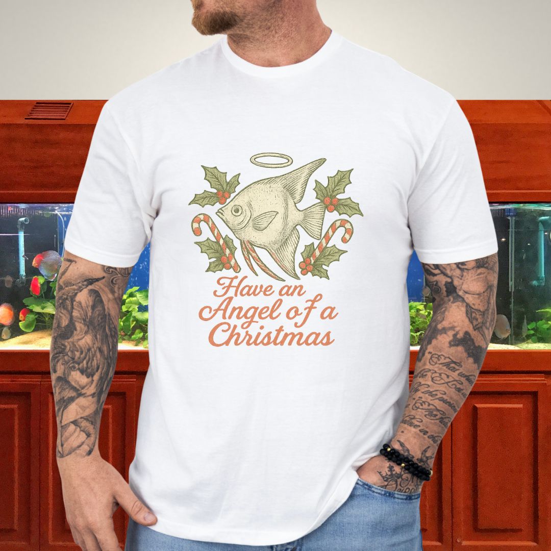 Angel Fish Christmas Tee – Hand-Sketched Holiday Design-T-Shirt-Fish &amp; Friends Tees