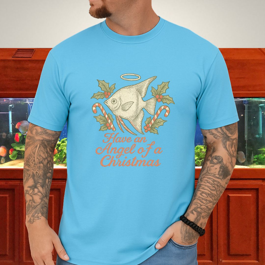 Angel Fish Christmas Tee – Hand-Sketched Holiday Design-T-Shirt-Fish &amp; Friends Tees