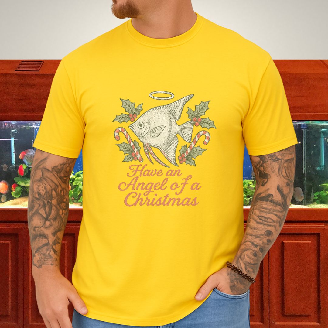 Angel Fish Christmas Tee – Hand-Sketched Holiday Design-T-Shirt-Fish &amp; Friends Tees