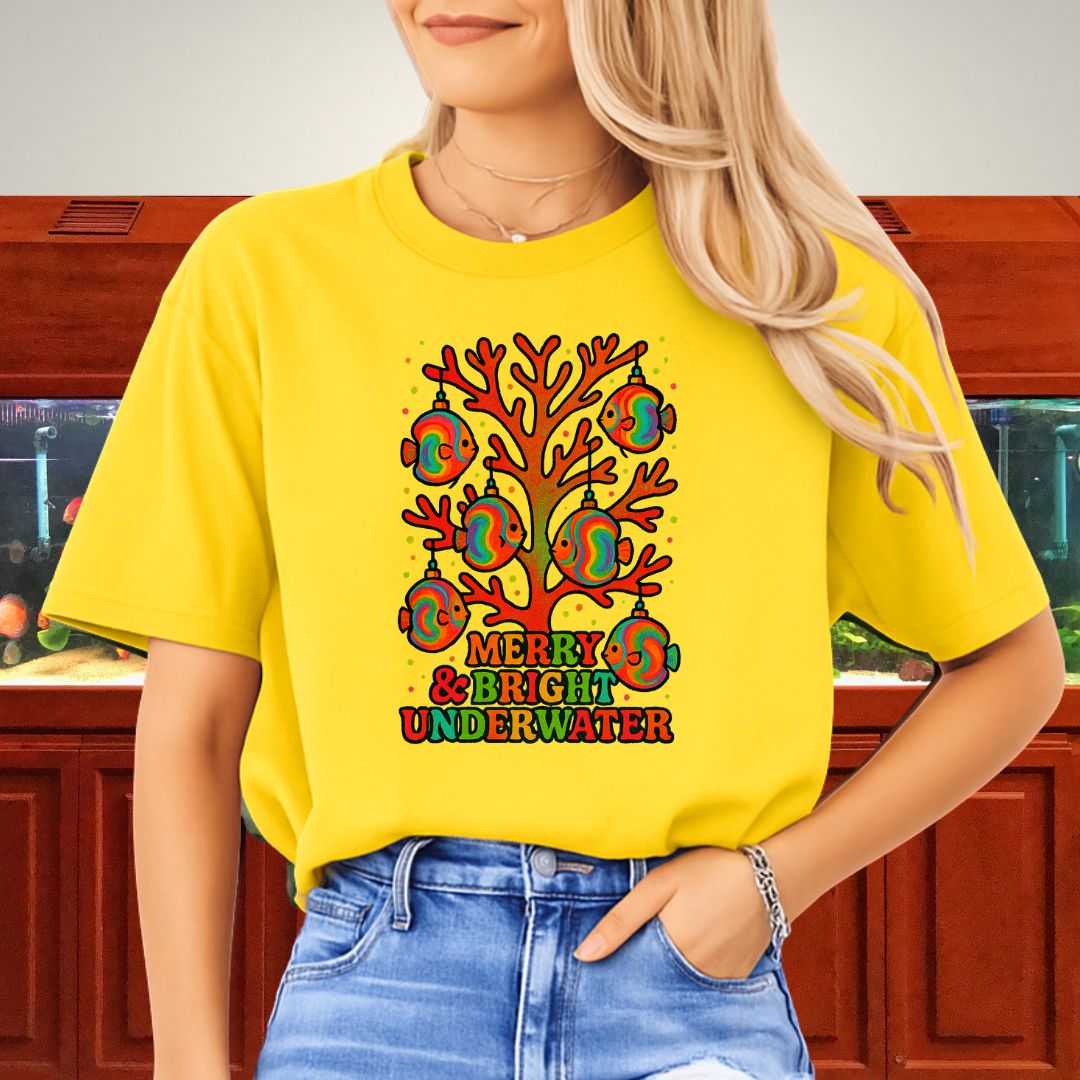 Merry & Bright Underwater Tee – Psychedelic Discus Ornament Design-T-Shirt-Fish &amp; Friends Tees
