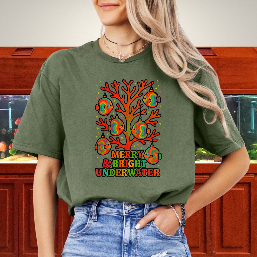 Merry & Bright Underwater Tee – Psychedelic Discus Ornament Design-T-Shirt-Fish &amp; Friends Tees