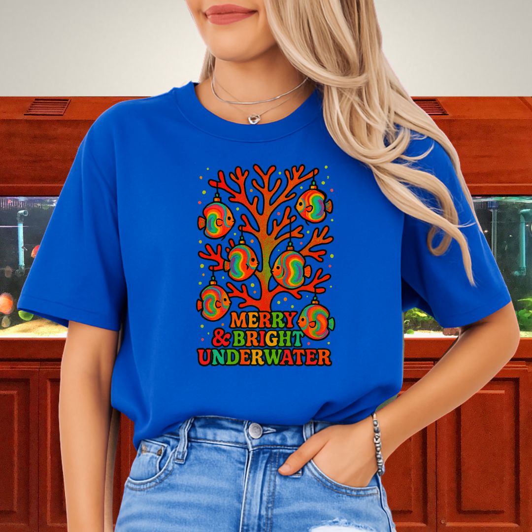 Merry & Bright Underwater Tee – Psychedelic Discus Ornament Design-T-Shirt-Fish &amp; Friends Tees