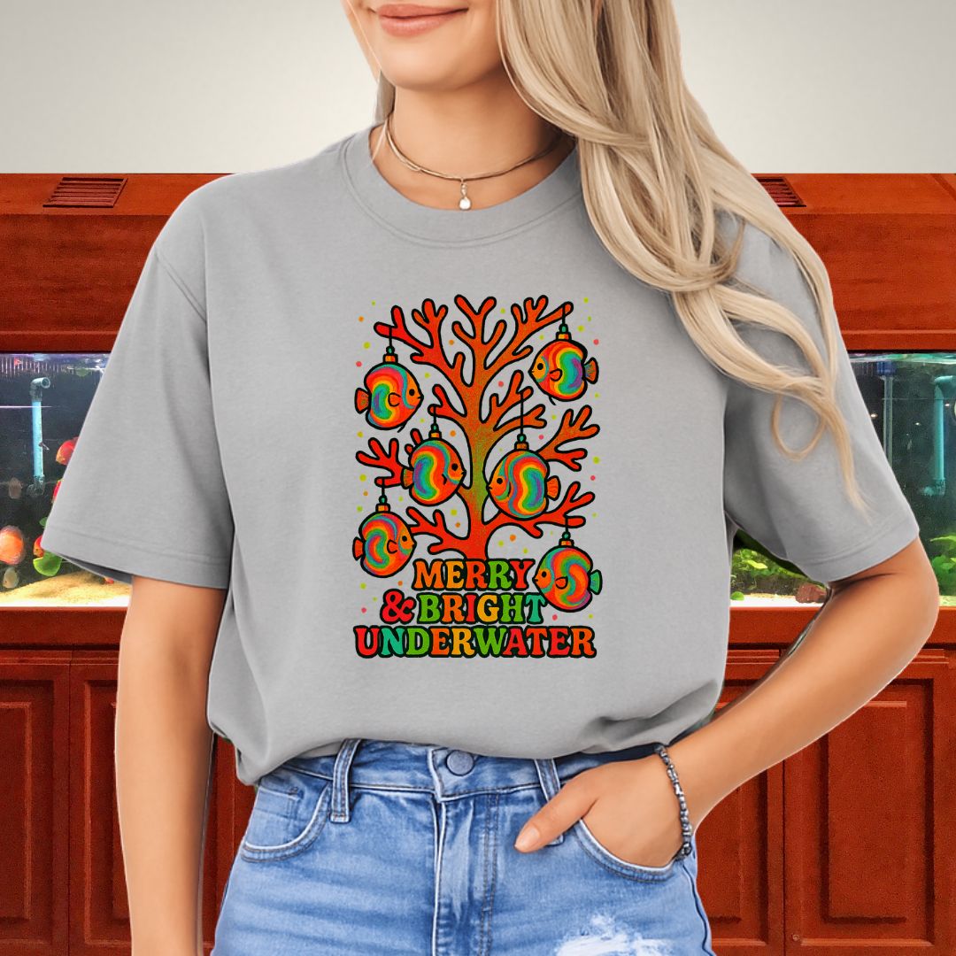 Merry & Bright Underwater Tee – Psychedelic Discus Ornament Design-T-Shirt-Fish &amp; Friends Tees