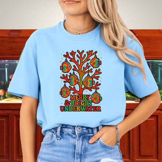 Merry & Bright Underwater Tee – Psychedelic Discus Ornament Design-T-Shirt-Fish &amp; Friends Tees