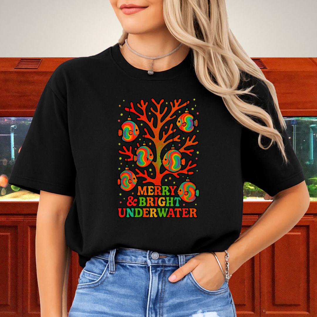 Merry & Bright Underwater Tee – Psychedelic Discus Ornament Design-T-Shirt-Fish &amp; Friends Tees