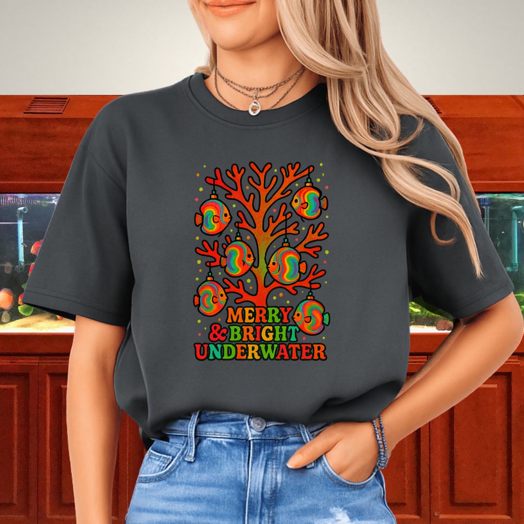 Merry & Bright Underwater Tee – Psychedelic Discus Ornament Design-T-Shirt-Fish &amp; Friends Tees