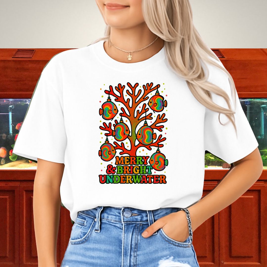 Merry & Bright Underwater Tee – Psychedelic Discus Ornament Design-T-Shirt-Fish &amp; Friends Tees