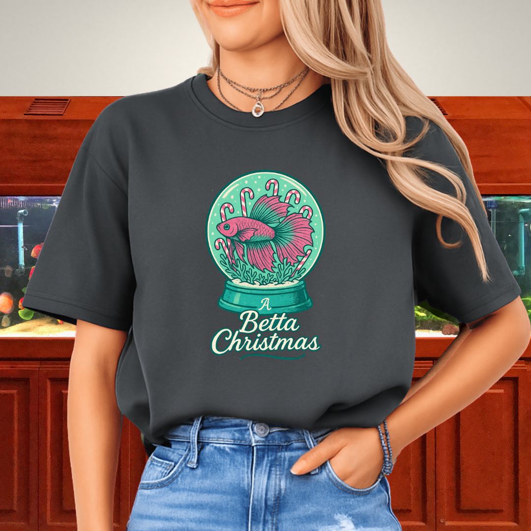 A Betta Christmas Tee – Magical Snow Globe Holiday Design-T-Shirt-Fish &amp; Friends Tees