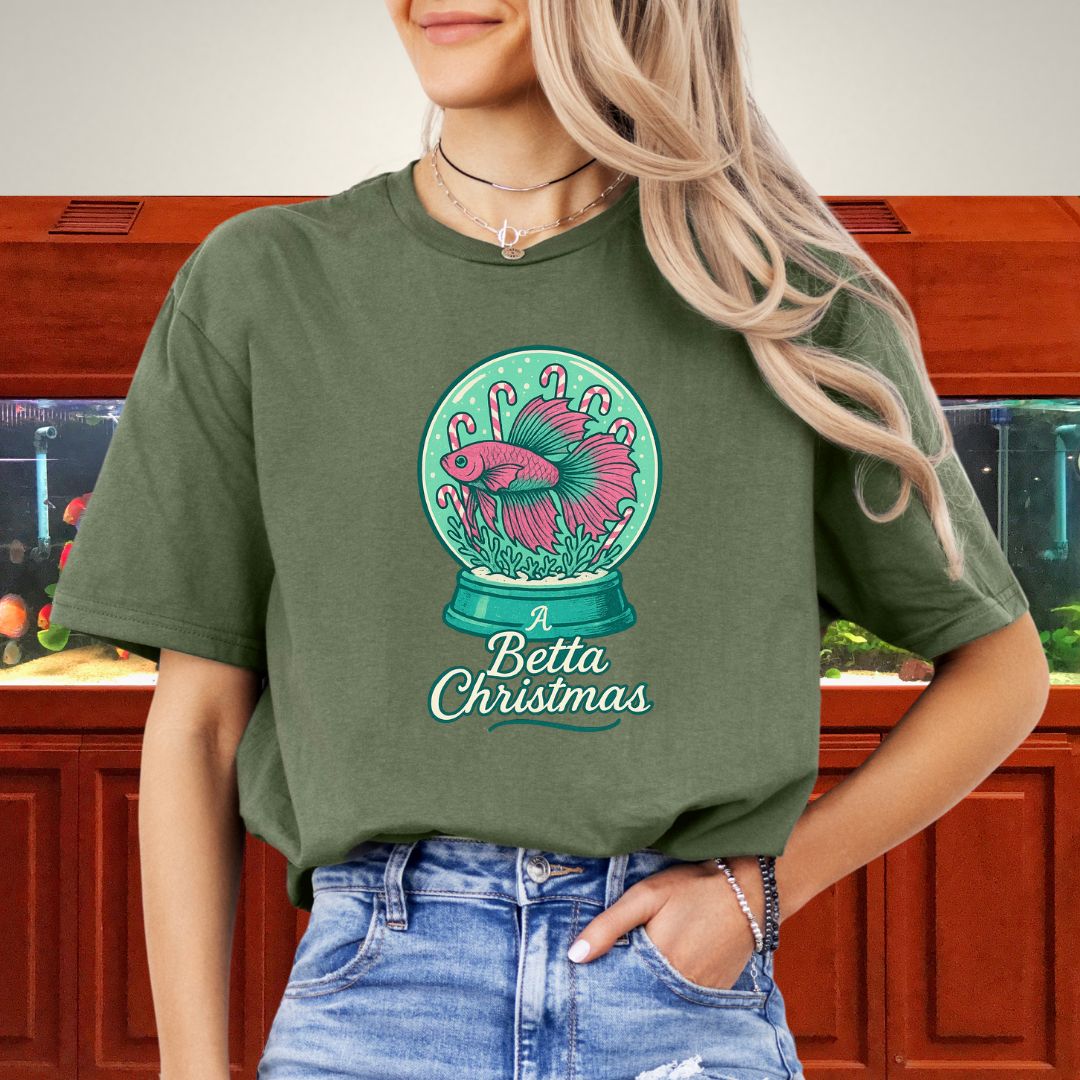 A Betta Christmas Tee – Magical Snow Globe Holiday Design-T-Shirt-Fish &amp; Friends Tees