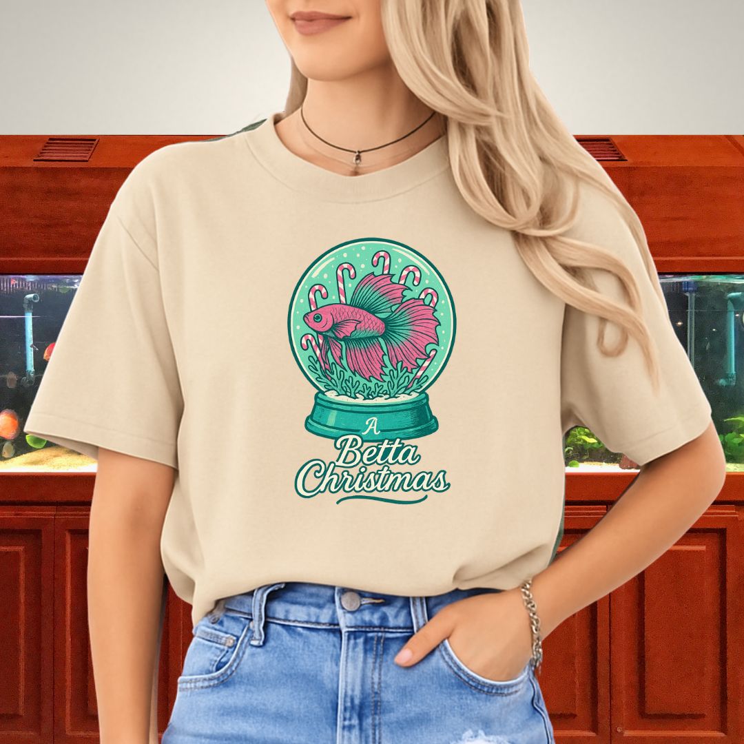 A Betta Christmas Tee – Magical Snow Globe Holiday Design-T-Shirt-Fish &amp; Friends Tees