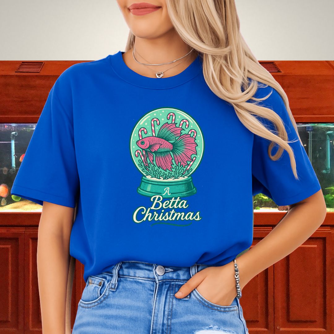 A Betta Christmas Tee – Magical Snow Globe Holiday Design-T-Shirt-Fish &amp; Friends Tees