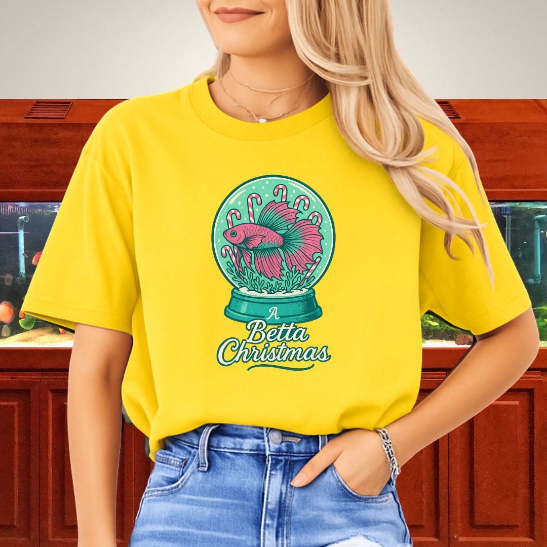 A Betta Christmas Tee – Magical Snow Globe Holiday Design-T-Shirt-Fish &amp; Friends Tees