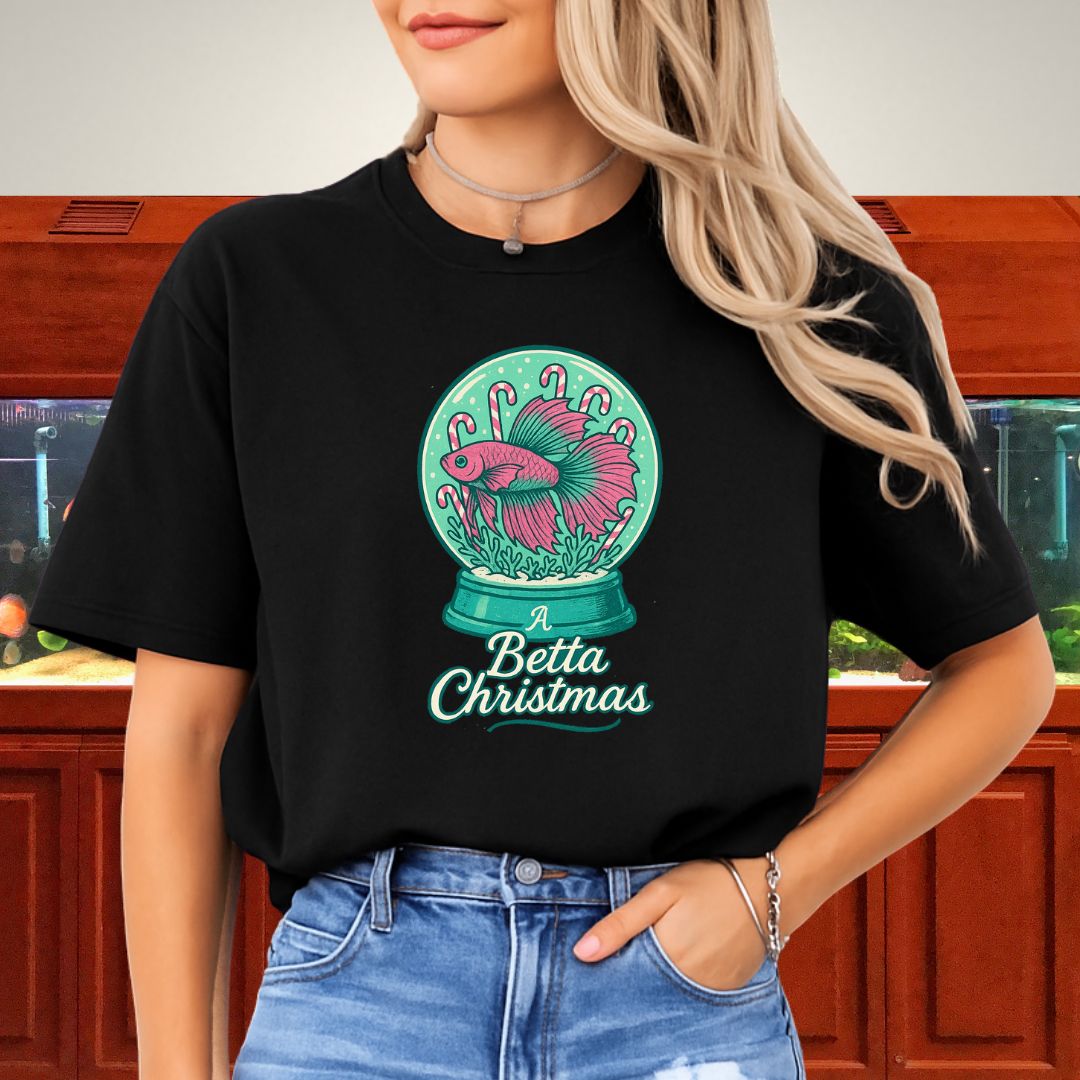 A Betta Christmas Tee – Magical Snow Globe Holiday Design-T-Shirt-Fish &amp; Friends Tees