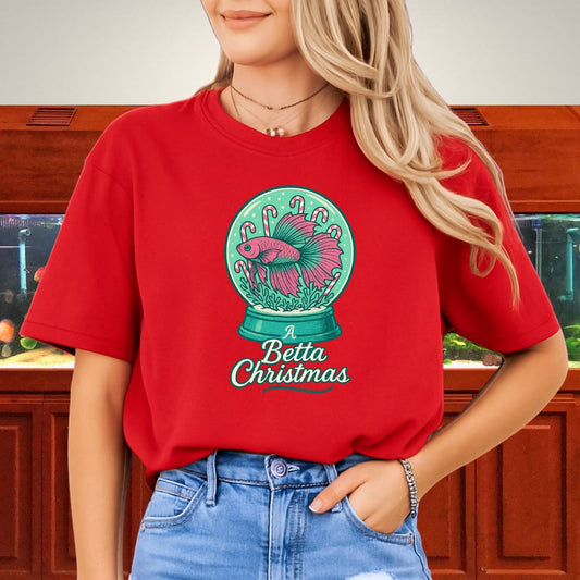 A Betta Christmas Tee – Magical Snow Globe Holiday Design-T-Shirt-Fish &amp; Friends Tees