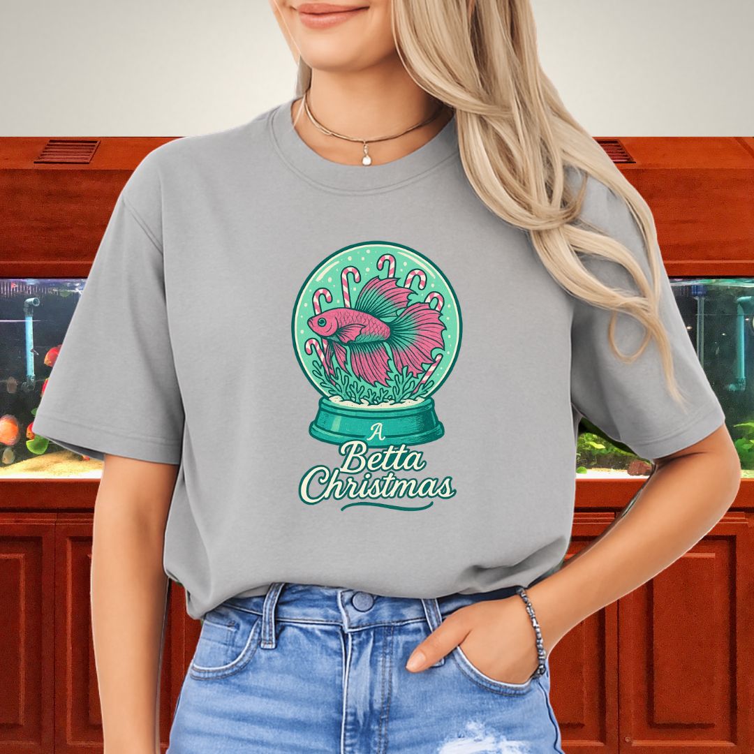 A Betta Christmas Tee – Magical Snow Globe Holiday Design-T-Shirt-Fish &amp; Friends Tees