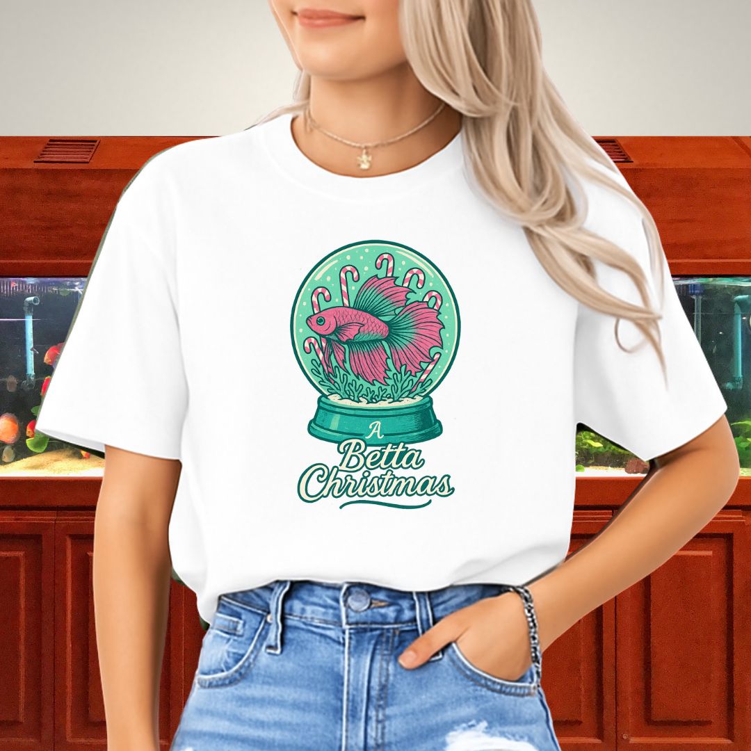 A Betta Christmas Tee – Magical Snow Globe Holiday Design-T-Shirt-Fish &amp; Friends Tees