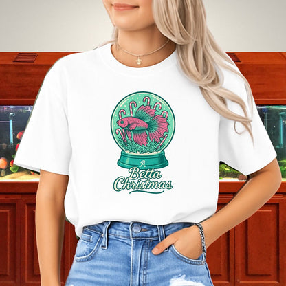A Betta Christmas Tee – Magical Snow Globe Holiday Design-T-Shirt-Fish &amp; Friends Tees