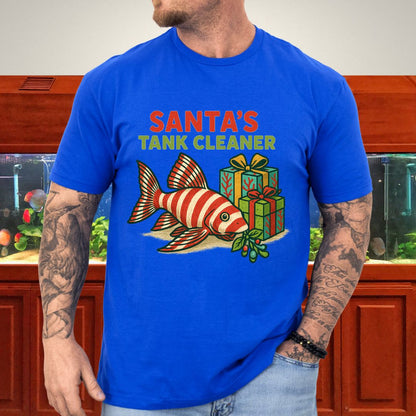 Santa’s Tank Cleaner Tee – Candy Cane Pleco Christmas Shirt-T-Shirt-Fish &amp; Friends Tees