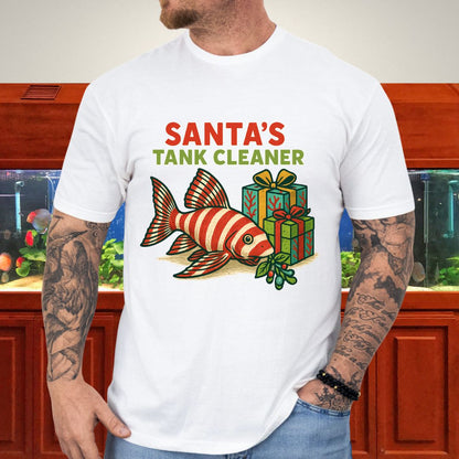 Santa’s Tank Cleaner Tee – Candy Cane Pleco Christmas Shirt-T-Shirt-Fish &amp; Friends Tees