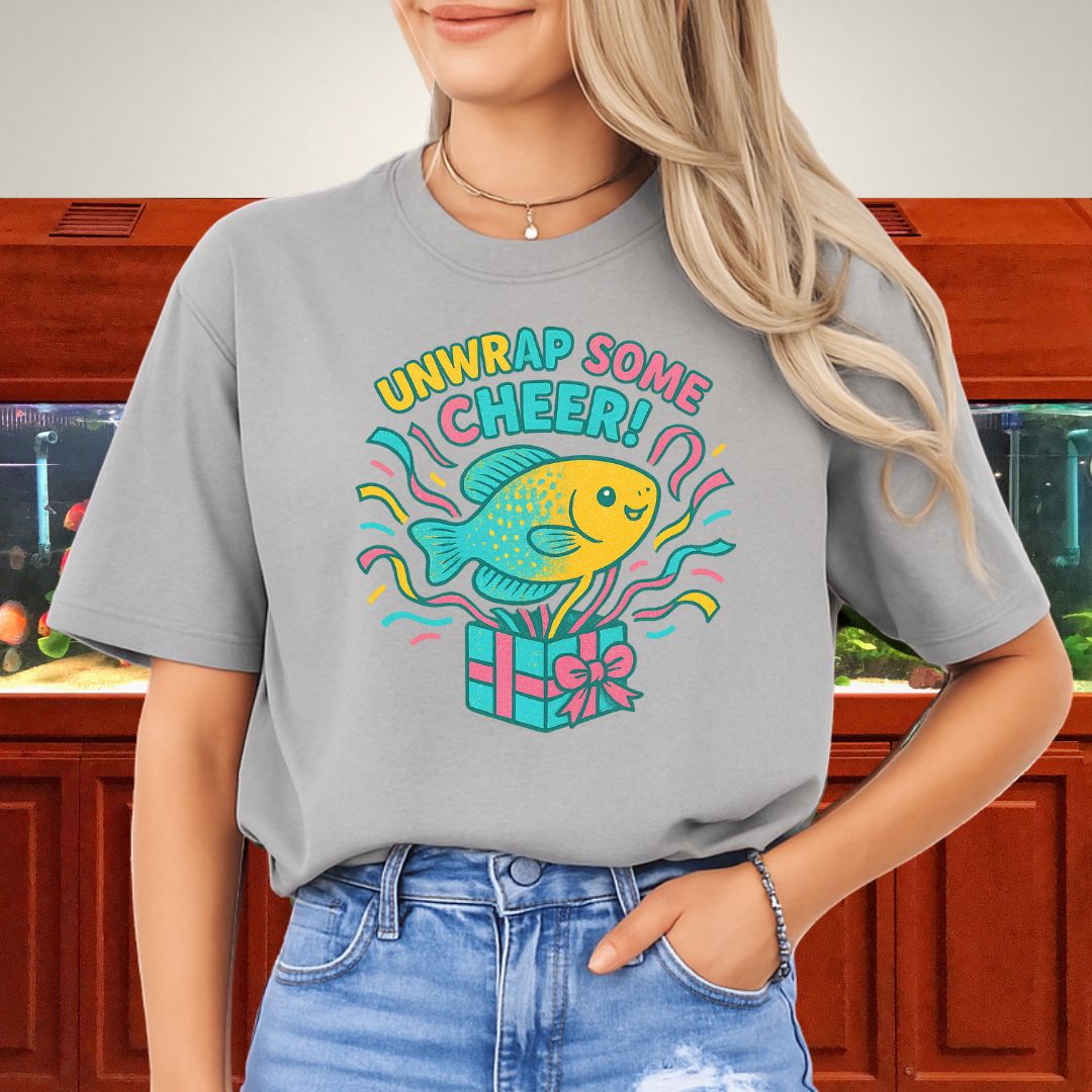 Unwrap Some Cheer Tee – Kawaii Gourami Christmas Shirt