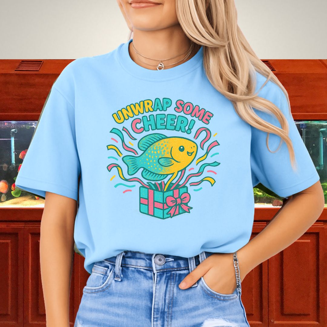 Unwrap Some Cheer Tee – Kawaii Gourami Christmas Shirt