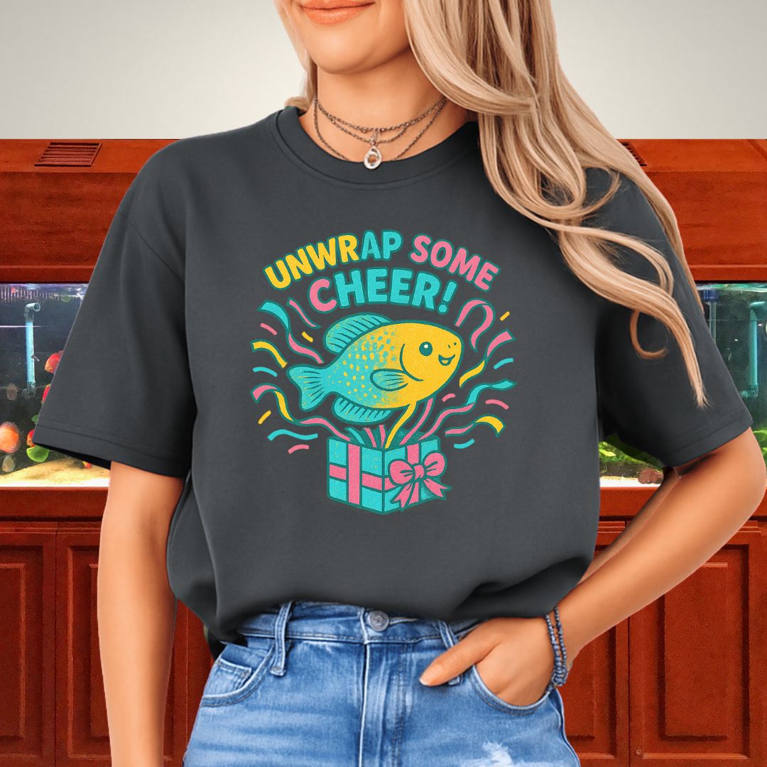 Unwrap Some Cheer Tee – Kawaii Gourami Christmas Shirt