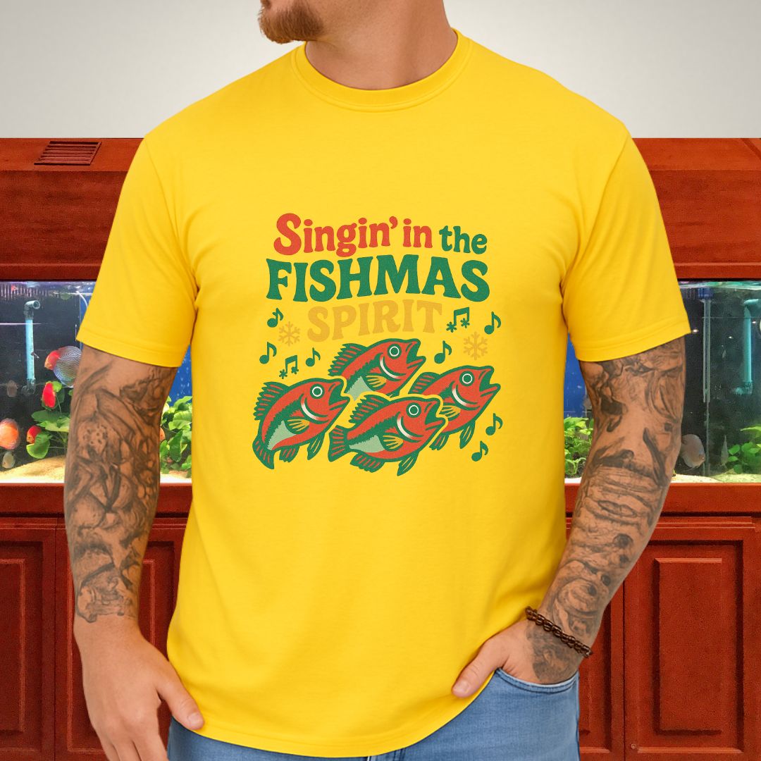 Singin’ in the Fishmas Spirit Tee – Punk Kribensis Christmas Shirt-T-Shirt-Fish &amp; Friends Tees