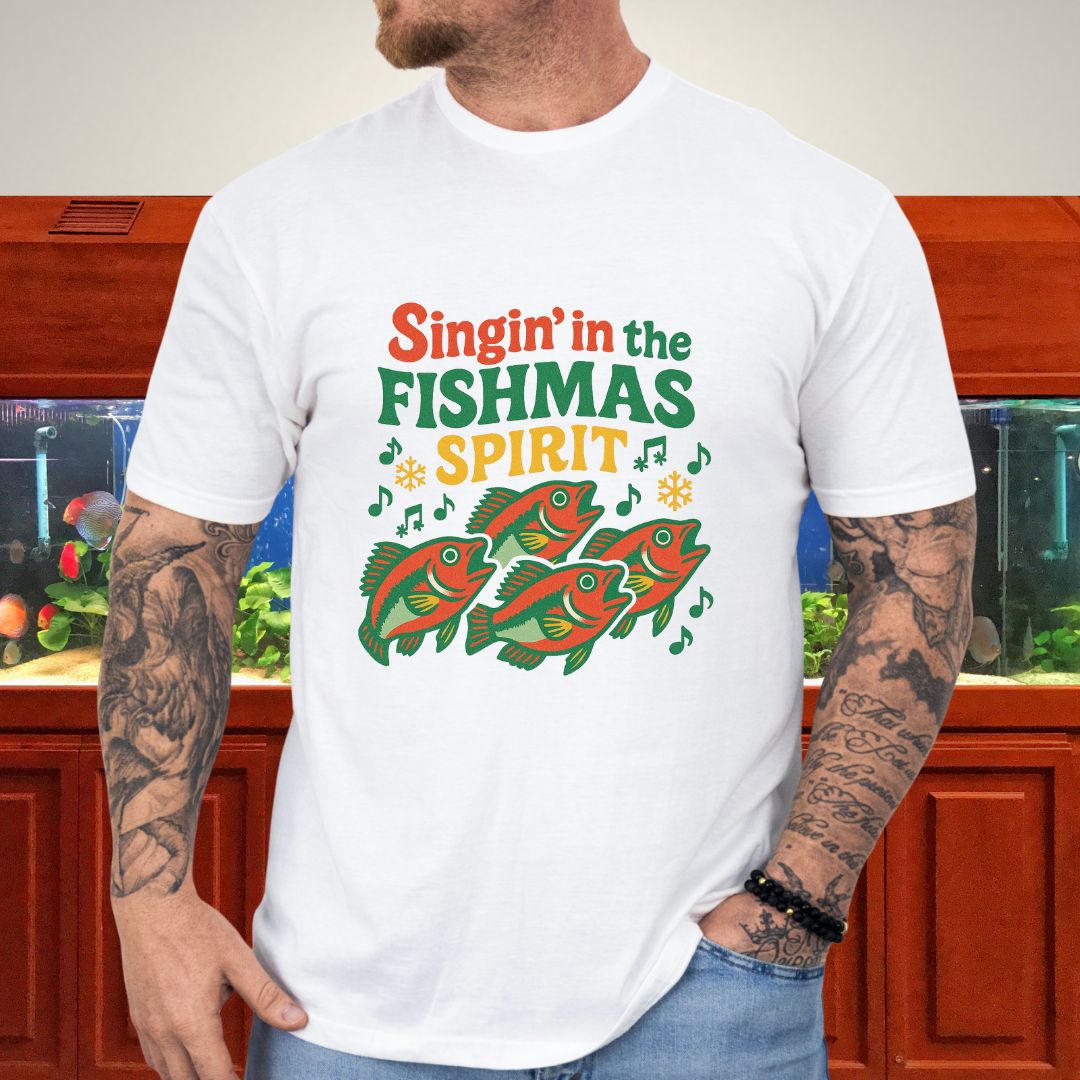 Singin’ in the Fishmas Spirit Tee – Punk Kribensis Christmas Shirt-T-Shirt-Fish &amp; Friends Tees