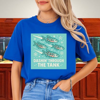 Dashin’ Through the Tank Tee – Candy Stripe Zebra Danio Christmas Shirt