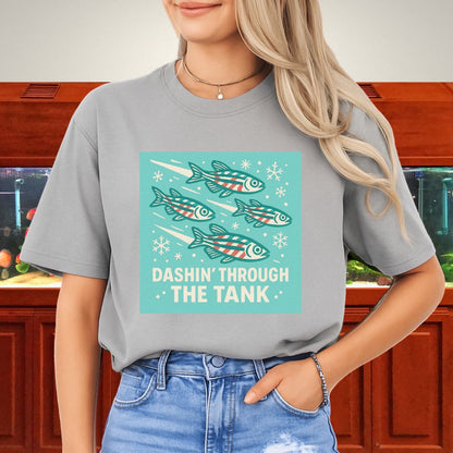 Dashin’ Through the Tank Tee – Candy Stripe Zebra Danio Christmas Shirt