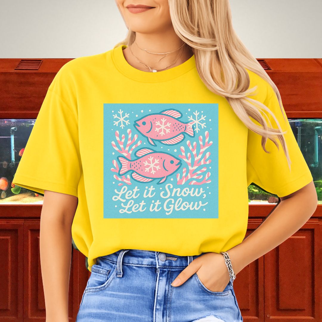Let it Snow, Let it Glow Tee – Kawaii Gourami Christmas Shirt