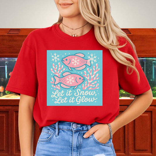 Let it Snow, Let it Glow Tee – Kawaii Gourami Christmas Shirt