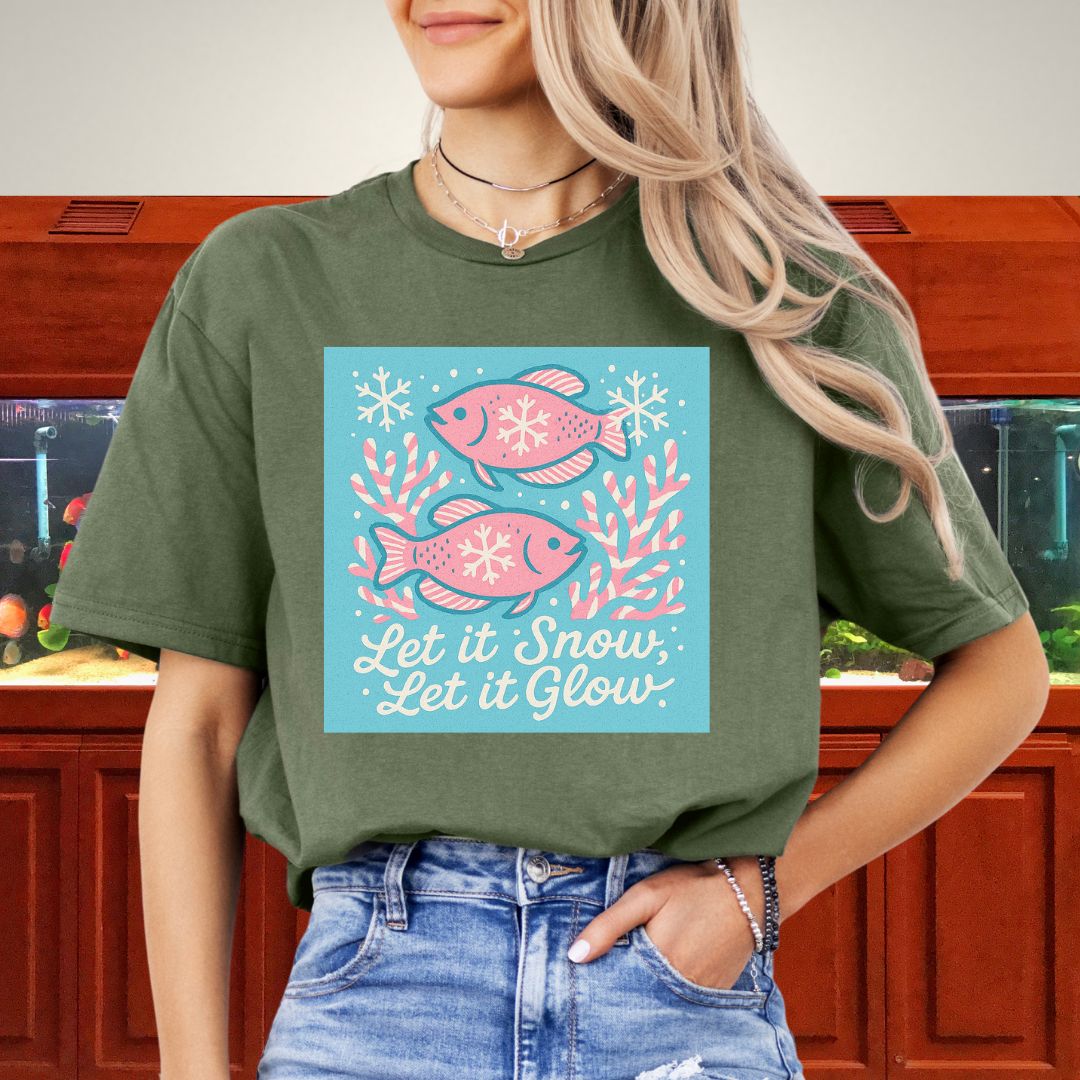 Let it Snow, Let it Glow Tee – Kawaii Gourami Christmas Shirt