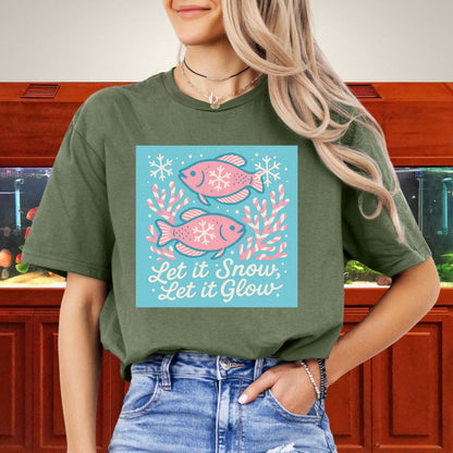 Let it Snow, Let it Glow Tee – Kawaii Gourami Christmas Shirt