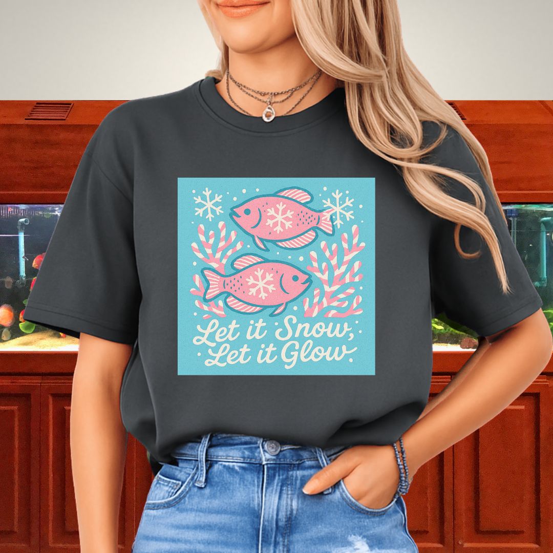 Let it Snow, Let it Glow Tee – Kawaii Gourami Christmas Shirt