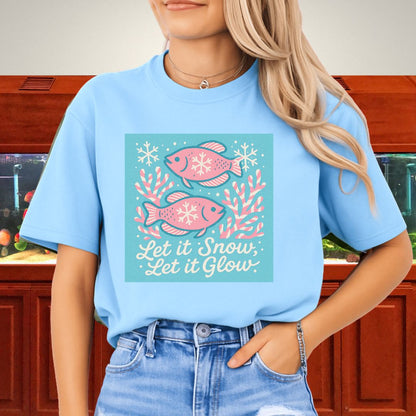 Let it Snow, Let it Glow Tee – Kawaii Gourami Christmas Shirt