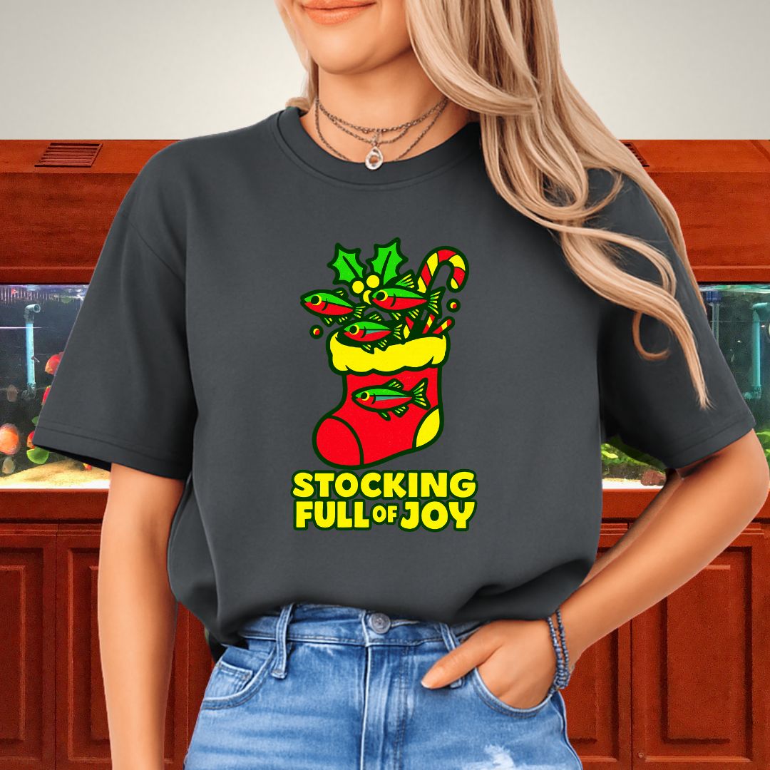 Stocking Full of Joy Tee – Kawaii Neon Tetra Christmas Shirt