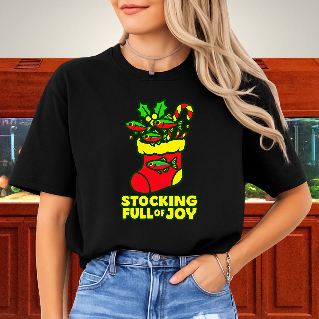 Stocking Full of Joy Tee – Kawaii Neon Tetra Christmas Shirt
